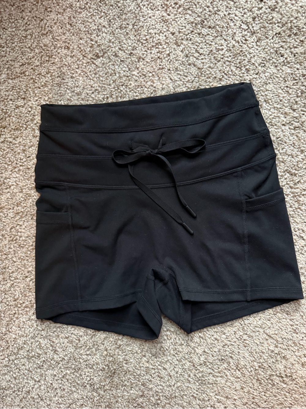 POPFLEX Black High-Waist Drawstring Athletic Booty Shorts